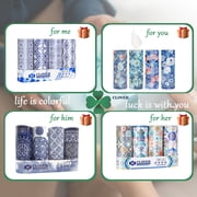 Clover Cylinder Facial Tissues for Car or Small Space，4 Tubes 3-Ply White&Blue Car Tissus for Travel