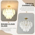 thumbnail image 5 of 31.49" Modern Brushed Gold Chandelier, 3-Tier Round Cloud Glass Light Fixture, Gold Dining Room Light Fixture for Bedroom Bathroom Living Room Kitchen Entryway, 5 of 7