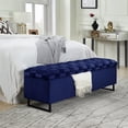 thumbnail image 1 of Inspired Home Hector Velvet Storage Bench, Navy, 1 of 8