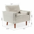 thumbnail image 2 of Koorlian Beige Accent Chairs, Mid Century Modern Accent Chair with Track Armrest, Button Tufted Armchair, 2 Bolster Pillow, Linen Fabric Single Sofa Chair for Living Room/Bedroom/Apartment/Office, 2 of 7