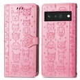 thumbnail image 2 of Allytechgroup Flip Wallet Case [Cat & Dog Cute Embossed Pattern] for Google Pixel 8 Pro with Card Slots Cash Holder, Magnetic Clasp Shockproof Kickstand Cover with Hand Strap, Pink, 2 of 10