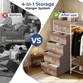thumbnail image 2 of CONCETTA Dresser for Bedroom with Hanging Rack 6 Drawers Dresser, LED Lights & Charging Station, Wooden Top, Grid Panel, Oak, 2 of 8