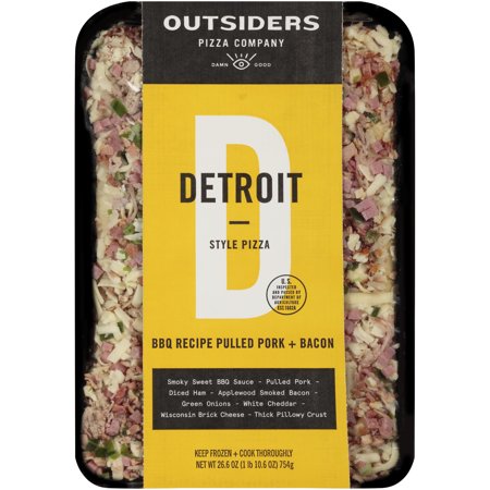 Outsiders Pizza Company Detroit Style Pulled Pork, Bacon & BBQ Sauce Frozen Pizza - 26.6oz