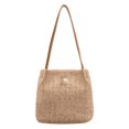 thumbnail image 1 of Bolsos de hombro tipo cubo con decoración de seda perlada, bolsos de playa tejidos para mujer (camello) Tmvgtek Oficina Multiescena Multifunción, 1 of 9