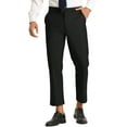 thumbnail image 1 of Pantalones recortados para hombre Pantalones de vestir hasta el tobillo de color sólido con parte delantera plana y ajuste delgado Negro brillante 30, 1 of 6