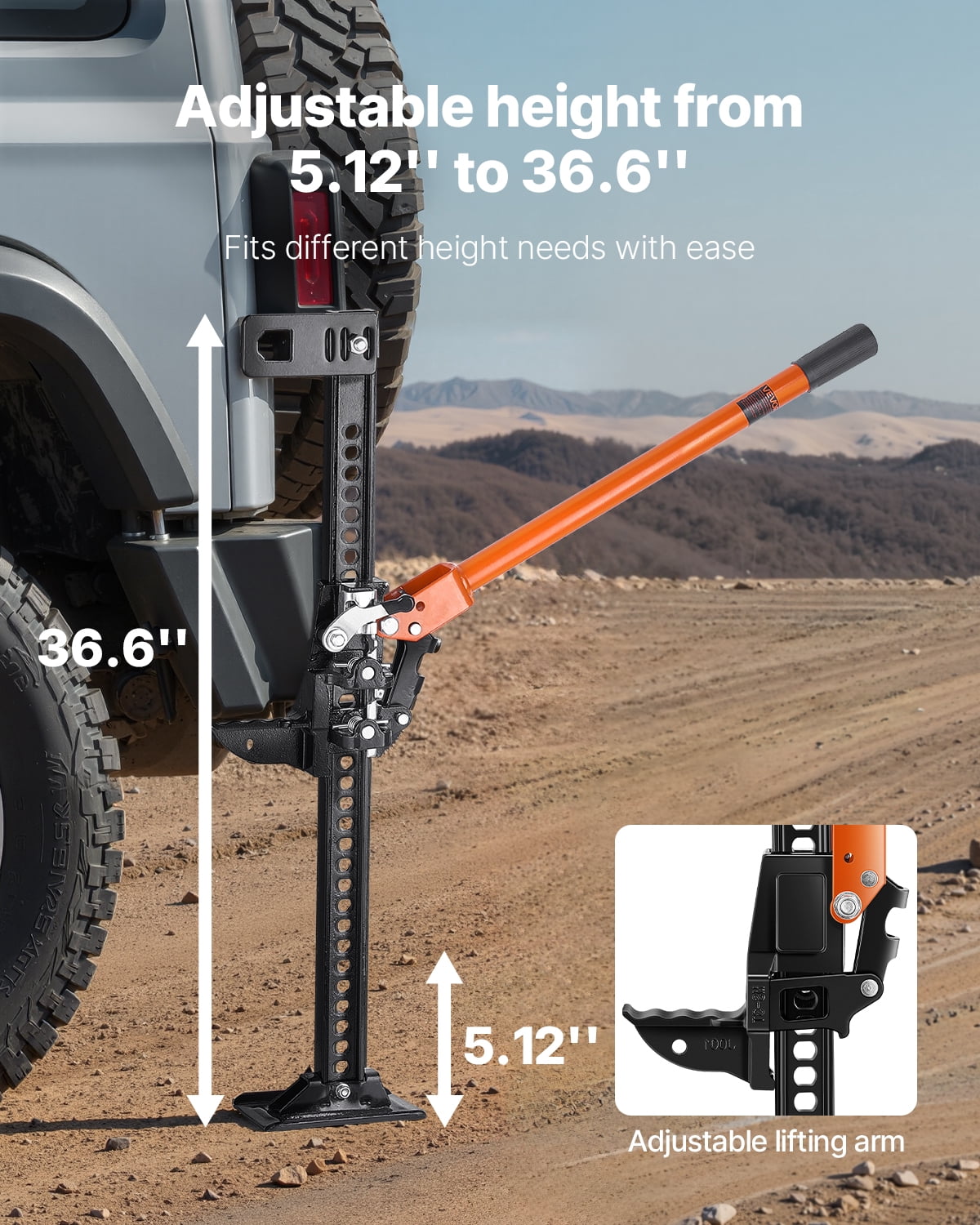 VEVOR Farm Jack, 42" Utility High Lift Farm Jack, 3.18 Ton (7,000 lbs) Capacity Ratcheting Off Road Utility Jacks, Heavy-Duty Lift Jacks with 5.12"-36.6" Lifting Range for Tractor, Truck, SUV
