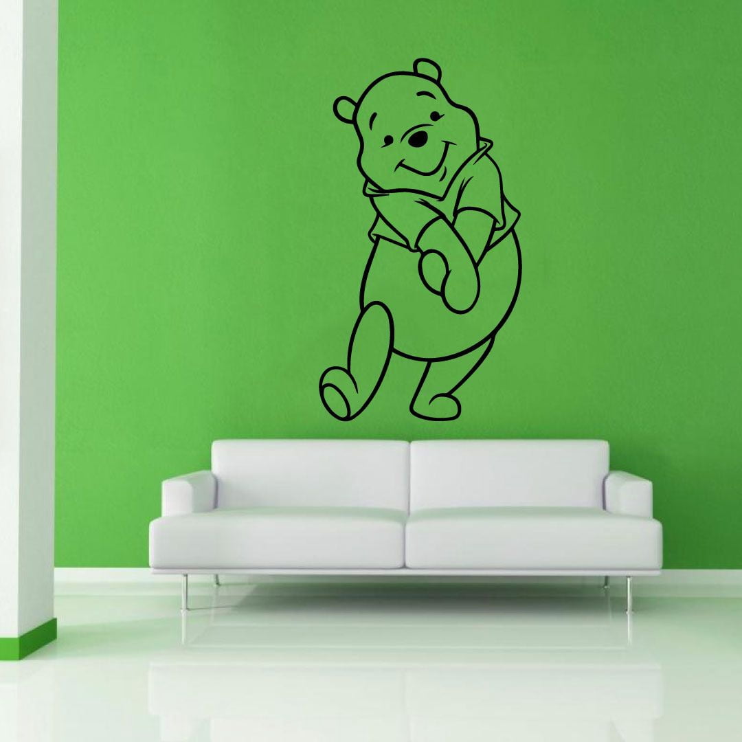 Cute Winnie The Pooh Pooh Bear Pooh Adventures Cute Adorable Silhouette Vinyl Sticker Wall Art Decoration Decal For Kids Baby Girl Baby Boy Room Home Room Wall Sticker Decorations Size (35x40 inch)