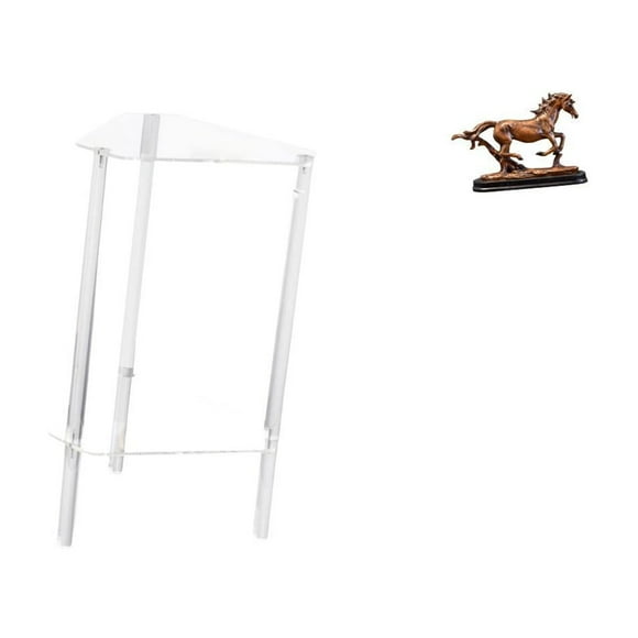 Mesita de noche,Mesa auxiliar de acrílico transparente,mesa auxiliar transparente de 2 niveles,Mesa pequeña de acrílico,mesita de noche pequeña,compacta,Figura de caballo,Escultura de