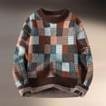 thumbnail image 2 of Mens Pullover Sweater Lightweight Patchwork Tops Button Down Festival Holiday Men's Fashion Big and Tall, Coffee, Size XL, 2 of 7