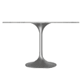 thumbnail image 2 of LeisureMod Verve Mid-Century Modern 48" Round Dining Table with Sintered Stone Top and Brushed Chrome Pedestal Base for Dining Room and Kitchen, White, 2 of 5