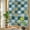 Blue, variant on Teal Gold Mosaic Window Privacy Film, Rustic Abstract Checkerboard Grids Stained Glass Rainbow Film Decorative Window Clings, Static Cling Sun Blocking Stickers 17.7" x 39.3"