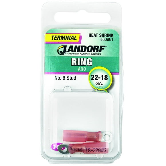 Terminal con anillo termorretráctil Jandorf, 22-18 AWG, rosa