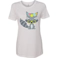 thumbnail image 3 of Inktastic Hipster Raccoon, Raccoon with Glasses, Flowers Women's T-Shirt, 3 of 5