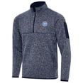 thumbnail image 2 of Men's Antigua Heather Navy Tennessee Titans Fortune Quarter-Zip Pullover, 2 of 3