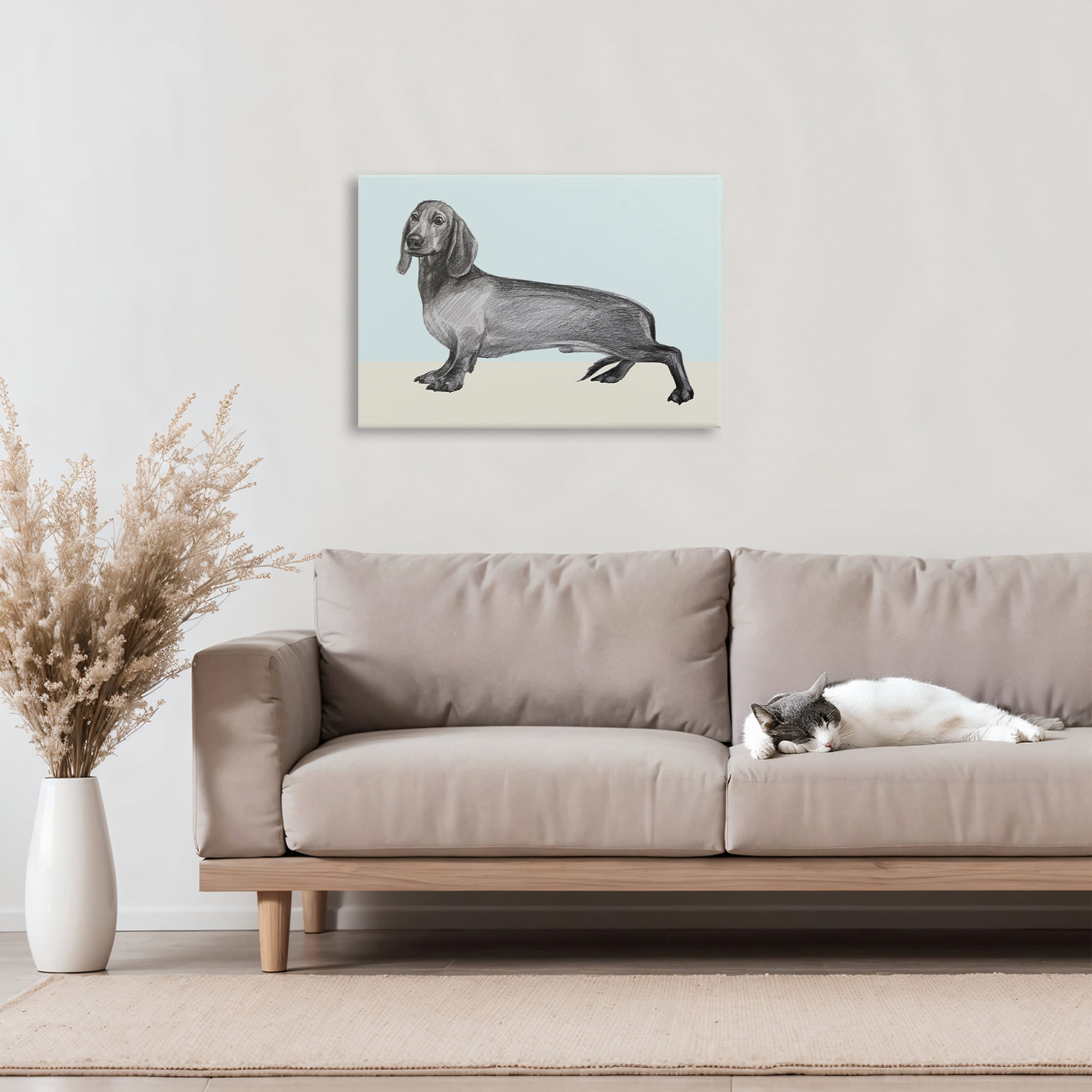 Stupell Industries Sketched Dachshund on Blue Canvas Wall Art, design by Violeta Vollmer
