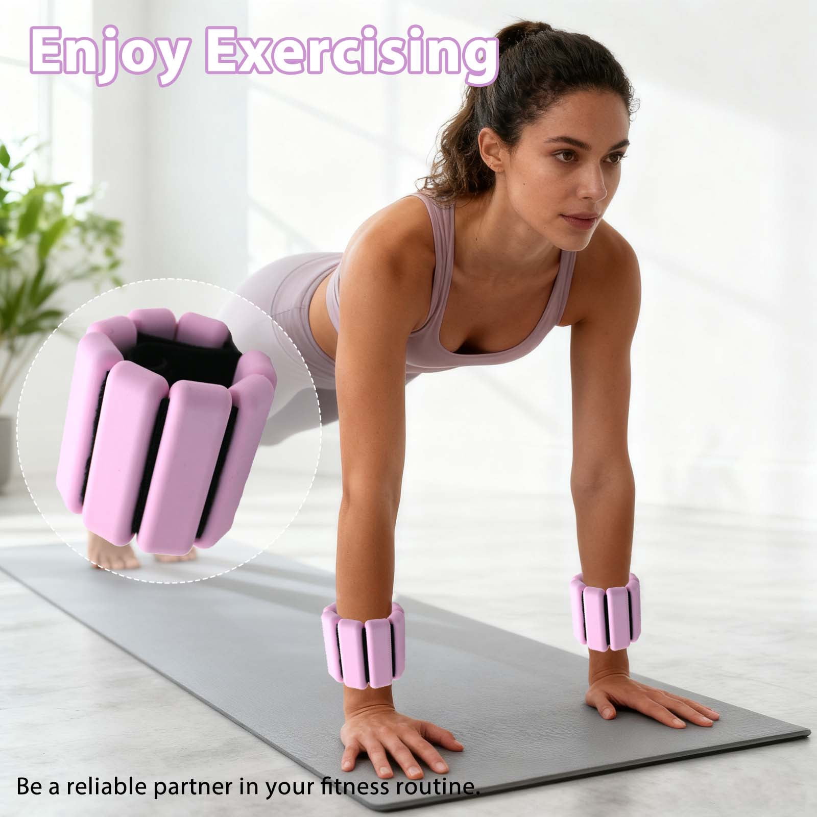 Ueasy Wrist Weights Set of 2, 1lb Adjustable Silicone Weighted Bangles for Women & Men, Wearable Ankle Weights for Yoga, Pilates, Dance, Strength Training, Running and Pool Exercises