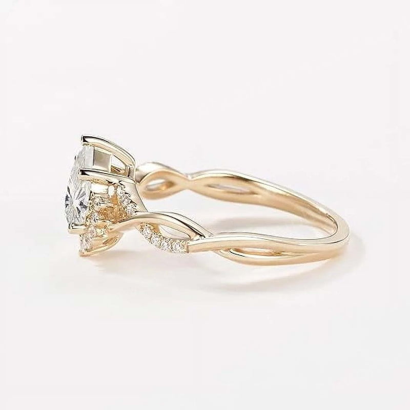 SHUBHKRISHNAJEWELLS 14K Gold 1.50 CT Pear Cut Engagement Ring with Real Diamond for Women Birthstone Wedding Promise Rings for Her