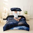 thumbnail image 2 of jejeloiu Space Cat Shark Ride Twin Duvet Cover,Ocean Animal Themed Twin Bedding For Boys,Dark Purple,Black Reversible,2 Pieces,1 Duvet Cover and 1 Pillowcase, 2 of 6