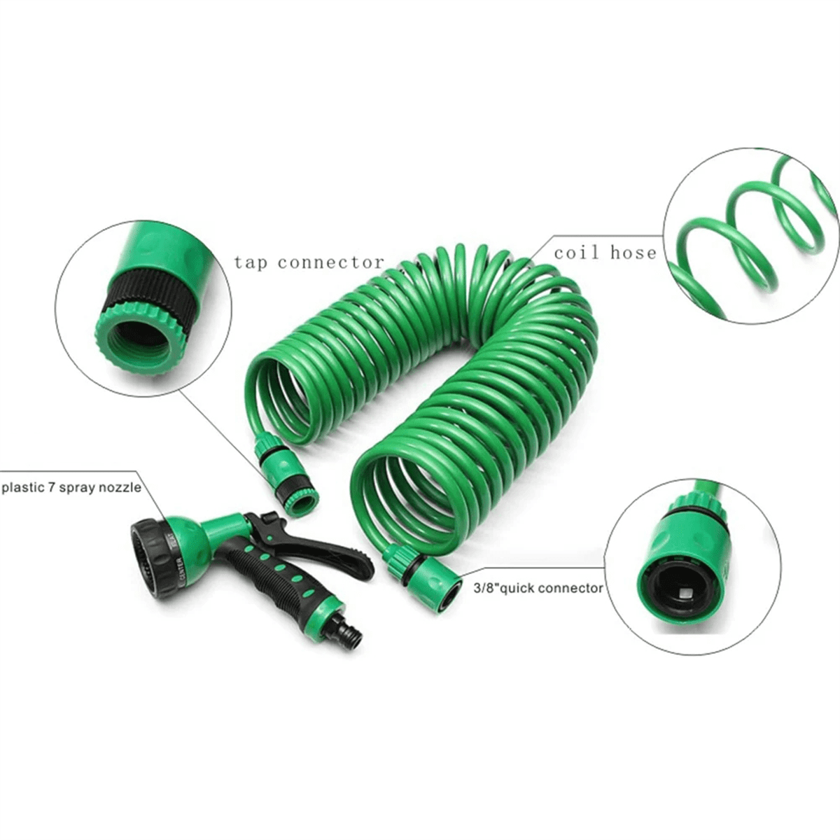 EVA Garden Telescopic Spring Tube Garden Hose Plastic Multifunctional Car Wash Water Sprays Sprinkler for Garden