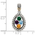 thumbnail image 5 of 14K/Silver Two-Tone Sterling Silver & 14K Four-Stone And Diamond Mother's Pendant Semi-Mount (16 X 13) Made In Thailand qmpd25/4, 5 of 5