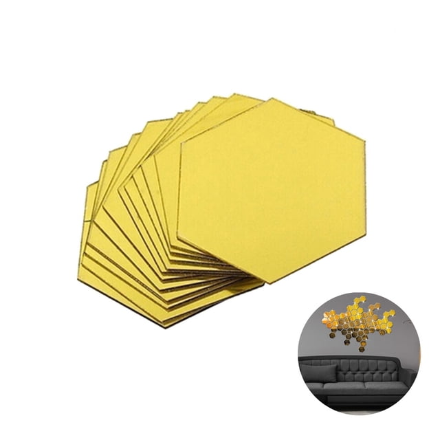 YSNOOWE 12Ud Sticker Hexagonal Dorado Decorativo Para Pared Interior Fácil De