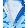 thumbnail image 4 of KIMI BEAR 6 Months Newborn Baby Boys One-piece Swimsuit 12 Months Swimwear Full Zipper UPF 50+ Sun Protection Shark Print One Piece Bathing Suit Rash Guard and Hat Beachwear Sunsuit Blue, 4 of 9