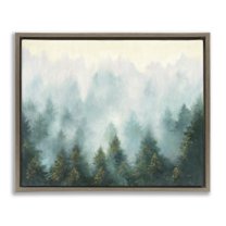 Stupell Industries Abstract Pine Forest with Mist Landscape Painting Brown Floater Framed Canvas Art Print Wall Art, 21 x 17