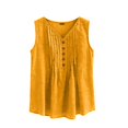 thumbnail image 5 of Women's Loose Fit Tank Tops Summer Casual Sleeveless Buttons Up Tunics Flowy Pleated Blouses by Yigetop Yellow S, 5 of 8