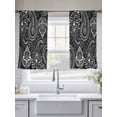 thumbnail image 5 of Black Pesley Flower Sheer Curtains 54 Inch Length 2 Panels for Living Room, Boho Vintage Ethnic Floral Plant Voile Kitchen Curtain Set, Luxury Privacy Drapes Window Treatment for Bedroom, 5 of 7