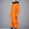 thumbnail image 7 of Xfvqtps One Piece Snowsuits Snowboarding Suit Hooded Multiple Pockets Zipper Waterproof Windproof Outdoor Winter Ski Suits Jumpsuits Orange, 7 of 7