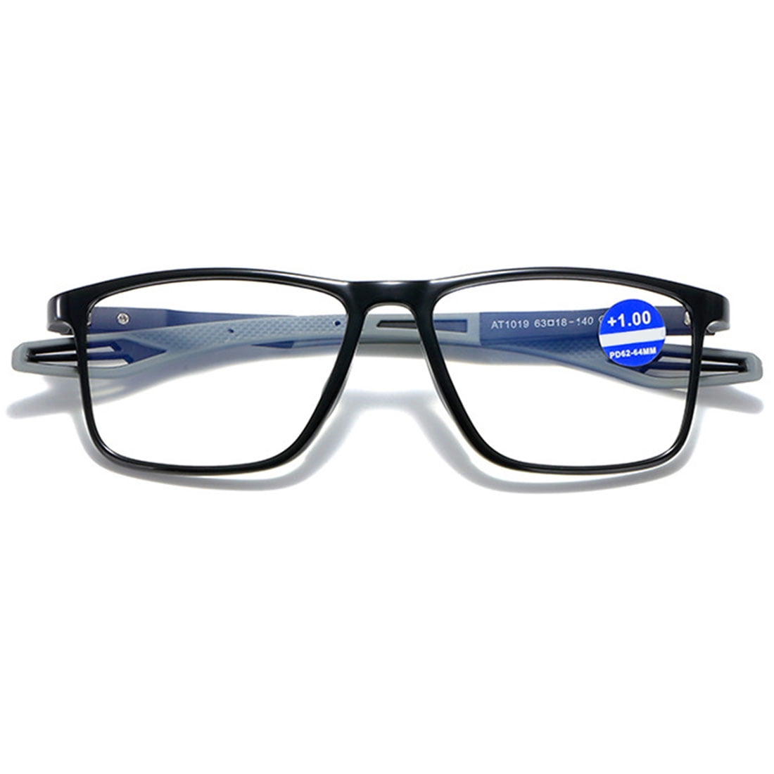 KOOSUFA Mens Blue Light Blocking Reading Glasses +3.00 Sports Spring Hinges Rectangular Lightweight TR90 Computer Readers Eyewear Eyeglasses Black grey