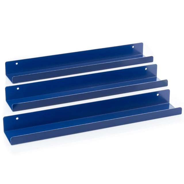 Estantería de vinilo para discos MÖNKE VRS2M, 3 estantes metálicos, soporte de pared, azul