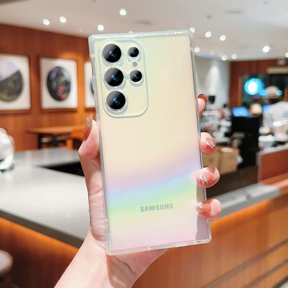 Allytech Gradient Clear Case for Samsung Galaxy S24 Ultra, Iridescent Ultra Thin Lightweight Soft TPU Color Changing Shockproof Drop Protection [Precise Cutouts] Case for Women Girls - Clear