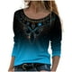 thumbnail image 1 of Moda mujer Casual impresión cuello redondo manga larga suelta camiseta otoño blusa pulóver Tops Pompotops  FGAJ6174, 1 of 5