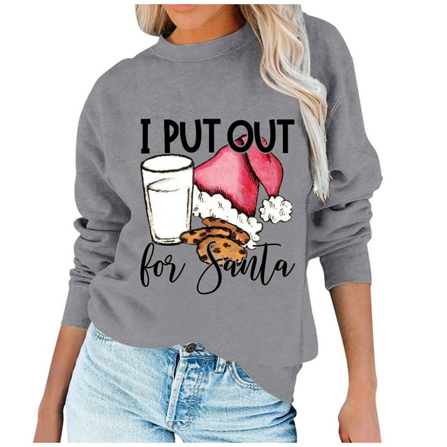 Pull de Noël pour Femmes Col Rond Cardigan d'Hiver Manches Longues Blouse Imprimée Graphique Mode Chandail en Molleton Mi-Longue Veste à Capuche Douce