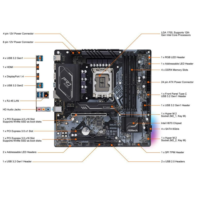 H670M PRO RS+DDR4 3200MHz 16GB ⑤ Amazon.com: ASROCK H670M PRO RS Socket LGA1700/ Intel H670