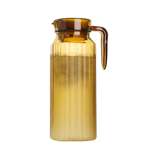 KAKOWELY 1100ML Acrylic Cold Water Pitcher Stripe Pattern Beverage Jug PC Juice Pot Container Large Capacity Kettle,3.35"X3.35"X9.45"