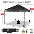 thumbnail image 6 of CROWN SHADES 10x10 Pop Up Canopy Patented Center Lock One Push Instant Outdoor Canopy Tent Black, 6 of 8