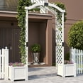 thumbnail image 2 of Gymax Garden Arbor w/ Planter Wooden Planter Arch w/ Trellis White, 2 of 10