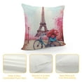 thumbnail image 4 of Creowell Eiffel Tower Flowers Bicycle Pillow Cases with Zipper Short Plush Home Decor for Living Room Bedroom Cushion Outdoor Throw Pillow Cover 22x22in, 4 of 5