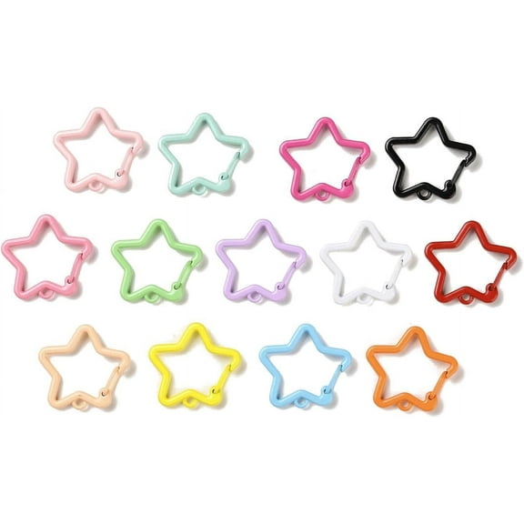 10Pcs Spray Painted Alloy Key Snap Hook Clasps for Keychains Star Keychain Rings Mixed Color Metal Hook Keychains Clasps for Keychain Making DIY Crafts Accessory 28x30.5x3mm