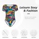 thumbnail image 4 of Balery Colorful Carp Streamer Body de cuello redondo de manga corta para mujer Tops de manga corta Tops básicos-X-Large, 4 of 7
