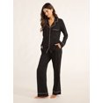 thumbnail image 3 of Joyspun Women's Cozy Jersey Notch Collar Top and Pants Pajama Set, 2-Piece, Sizes XS-4X, 3 of 5