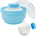 thumbnail image 1 of Contenedor grande de 8,9 cm (3,5") para polvos corporales después del baño, estuche esponjoso para polvos faciales y corporales para bebés, contenedor de talco cosmético con asa (verde)., 1 of 6