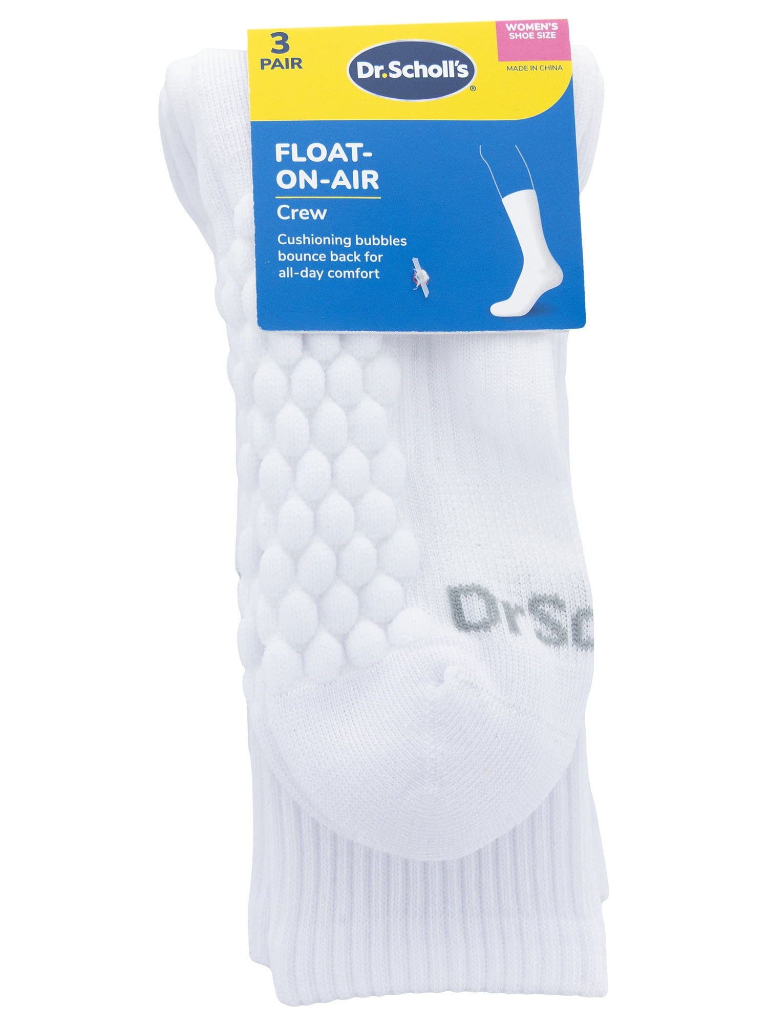 Dr. Scholl's Women's Crew Float on Air Socks, 3 Pack, Size 4-10