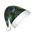 thumbnail image 2 of Honeii Peacock Feathers Print Hat Santa Claus Hat For Xmas Party, Christmas Caps For Boys Girls Child,Christmas Beanie, 2 of 6