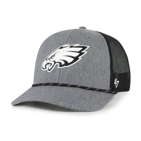 Men's '47 Heather Charcoal Philadelphia Eagles Carbon Rope Trucker Adjustable Hat