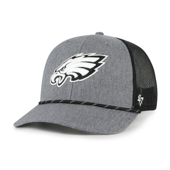 Men's '47 Heather Charcoal Philadelphia Eagles Carbon Rope Trucker Adjustable Hat