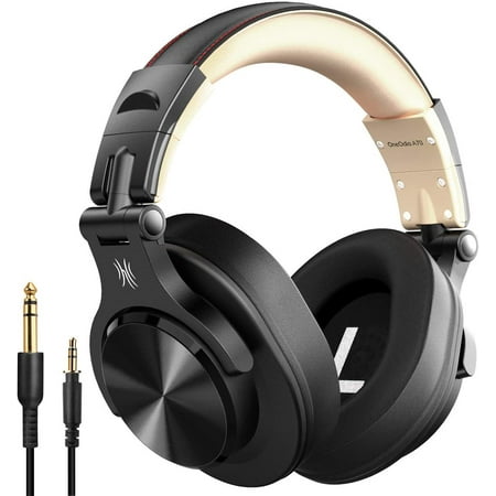 OneOdio Bluetooth Over-Ear Headphones with Mic | Wireless & Corded Dual-Mode Headphones for Drum Piano PC Phones Laptop-72 Hours Playtime-A70 Gold