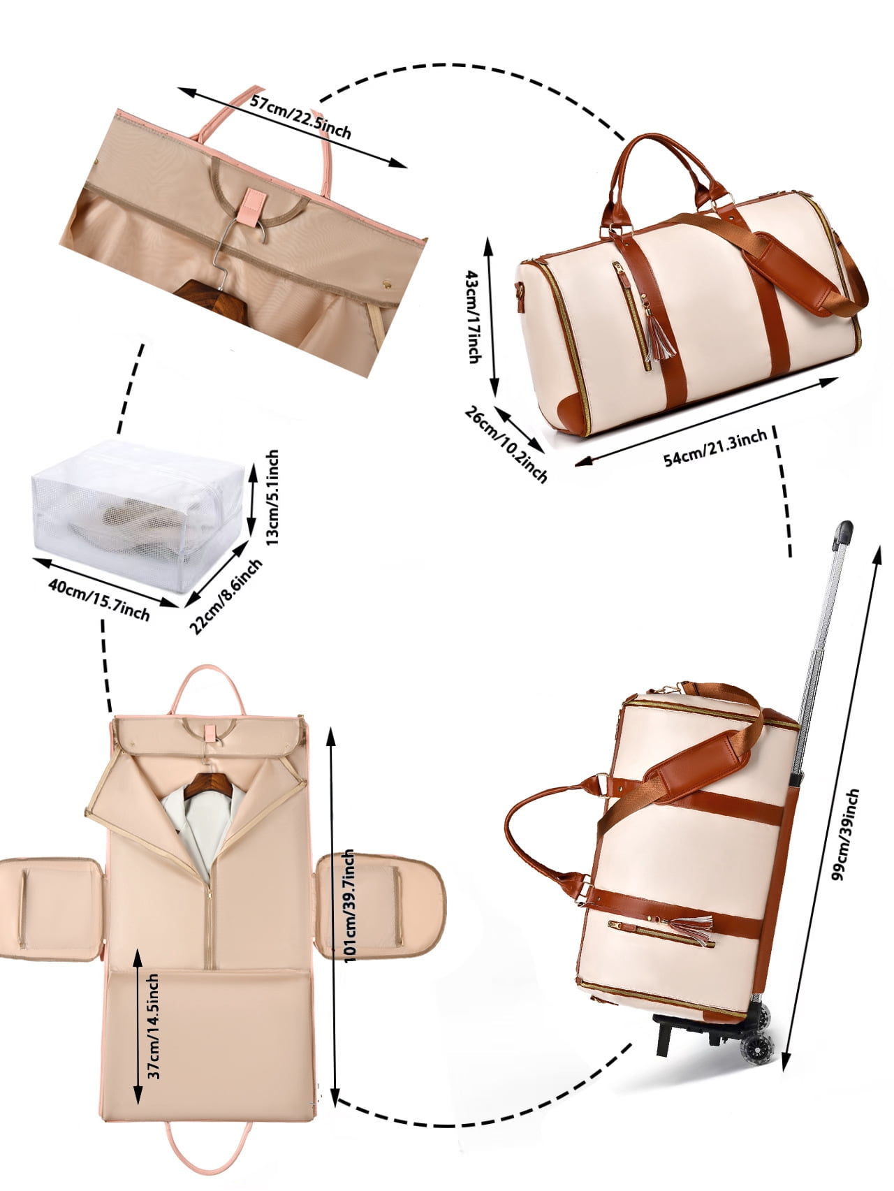 Rolling Duffel Bag with Wheels Suitable for Men and Women Vacation,Suit Bag,Large Capacity Toiletry Bag,Luggage Bag